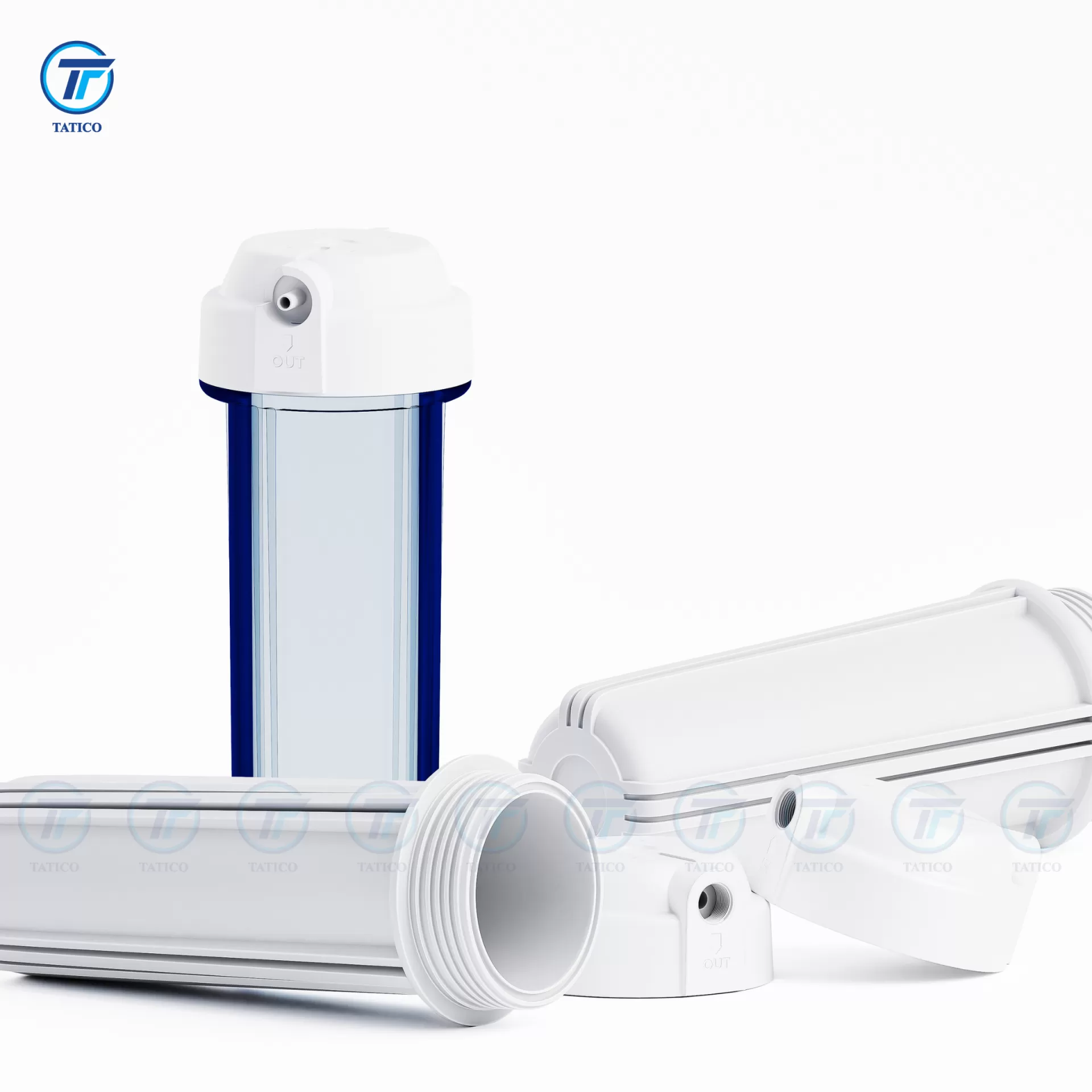 Bộ 3 cốc lọc nước 10 inch dạng organic (Trong - Trắng - Trắng)